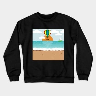 flying hot air balloon at the beach Crewneck Sweatshirt